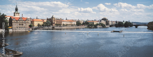 River Vitava. Panorama. Prague Czech Republic.