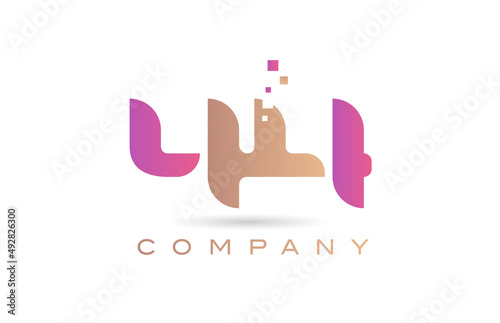 44 number icon logo for company and business with dots design. Creative template in purple and brown color