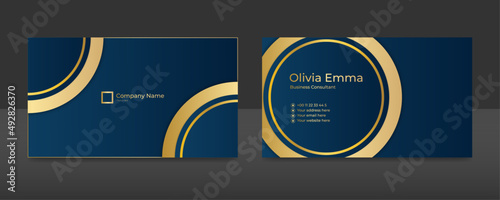 Modern creative and clean blue business card design template. Luxury elegant business card design background with trendy simple abstract geometric stylish wave lines. Vector illustration