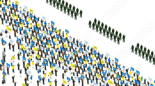 戦争反対を訴える群衆のイメージ