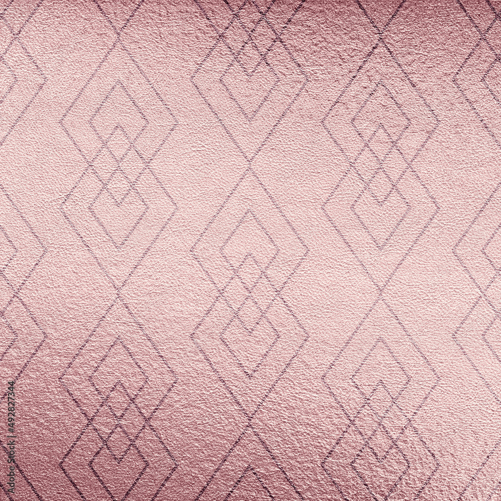 Tender pink Art Deco abstract backdrop. Leather texture with geometric pattern. Scrapbook paper