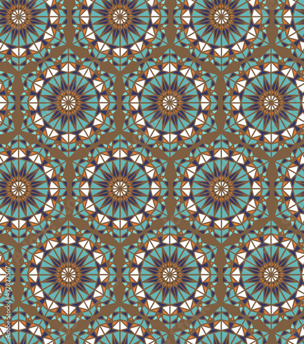 Abstract oriental seamless pattern, colorful tiles, background design - great for textiles, wallpaper, wrapping - vector design
