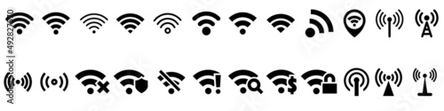 Black vector set wi-fi icons. wifi signal illustration sign collection. wireless symbol. wi fi logo.