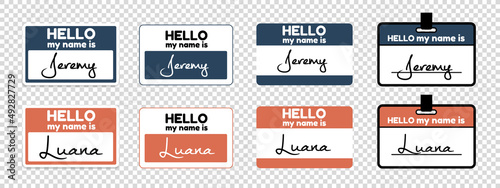Name Badge, Paper Labels For Identification Students, Teacher And Speaker - Different Vector Illustrations Isolated On Transparent Background