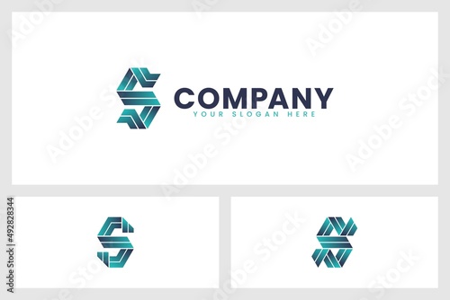 Letter S Folded Ribbon Logo. Vector Design.