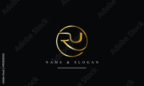 RU, UR, R, U abstract letters logo monogram