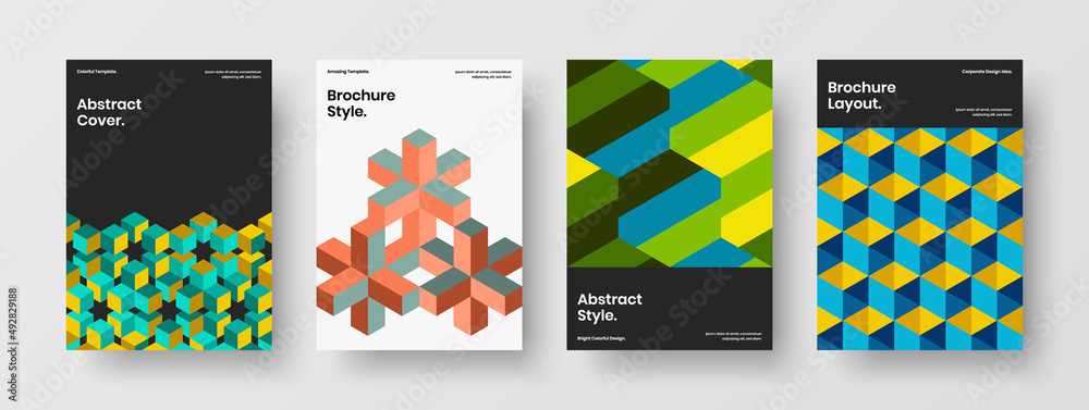 Vivid presentation A4 vector design illustration set. Fresh geometric hexagons handbill template collection. Vivid presentation A4 vector design illustration set. Fresh geometric hexagons handbill template collection.