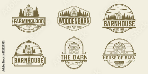 Set Bundle of Vintage Barn logo vector illustration © gocrerativestd