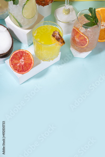 Colorful summer cocktails set