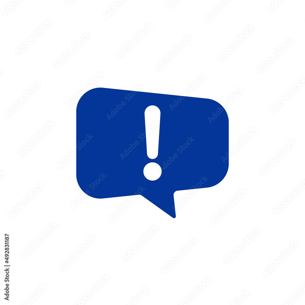 Exclamation sign icon, important mark, attention sign, warning speech bubble.