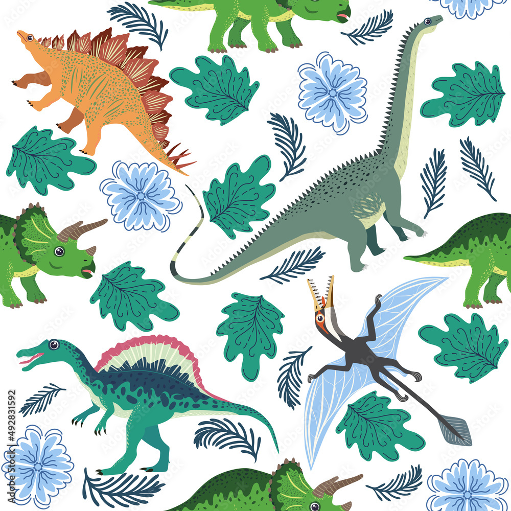 Doodle dinosaur pattern. Seamless textile dragon print, trendy childish fabric background, cartoon dinosaurs. Doodle dinosaur pattern. Seamless textile dragon print, trendy childish fabric background, cartoon dinosaurs.