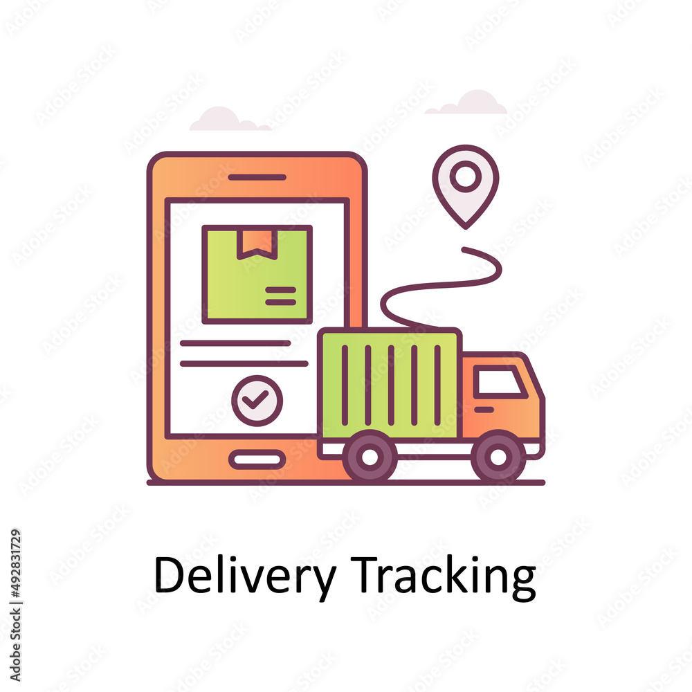 Delivery Tracking vector Filled Outline Icon Design illustration. Logistics And Supply Chain Management Symbol on White background EPS 10 File Delivery Tracking vector Filled Outline Icon Design illustration. Logistics And Supply Chain Management Symbol on White background EPS 10 File