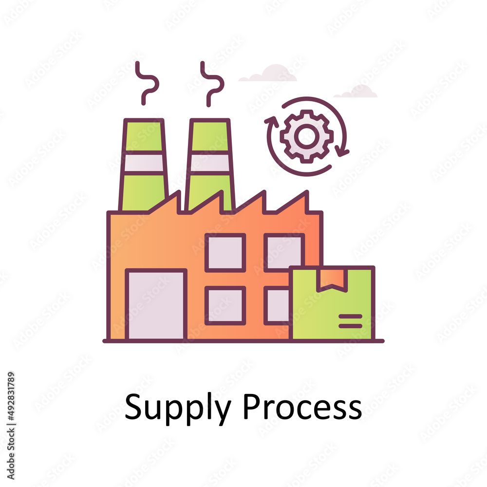Supply Process vector Filled Outline Icon Design illustration. Logistics And Supply Chain Management Symbol on White background EPS 10 File