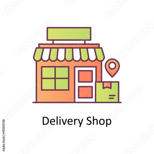 Fototapeta Naklejka Na Ścianę i Meble -  Delivery Shop vector Filled Outline Icon Design illustration. Logistics And Supply Chain Management Symbol on White background EPS 10 File