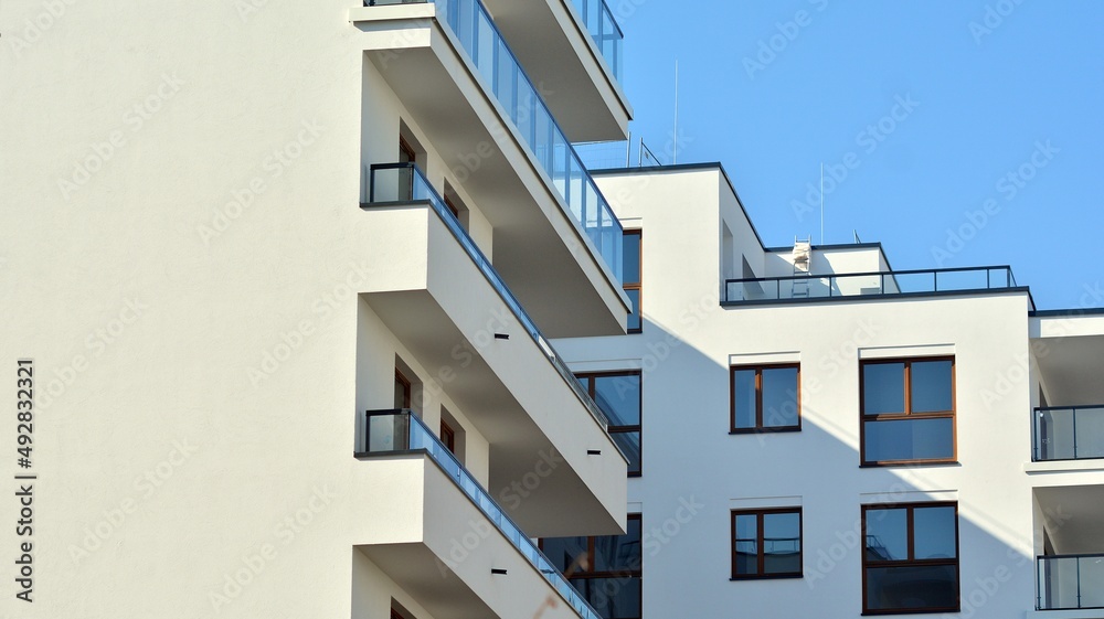 Modern elements in contemporary architecture.. Architectural details of a modern apartment building. Modern elements in contemporary architecture.. Architectural details of a modern apartment building.