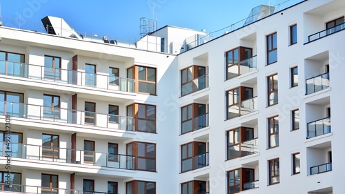 Modern elements in contemporary architecture.. Architectural details of a modern apartment building.