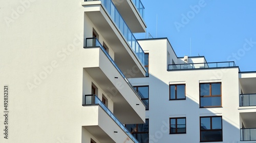Modern elements in contemporary architecture.. Architectural details of a modern apartment building.