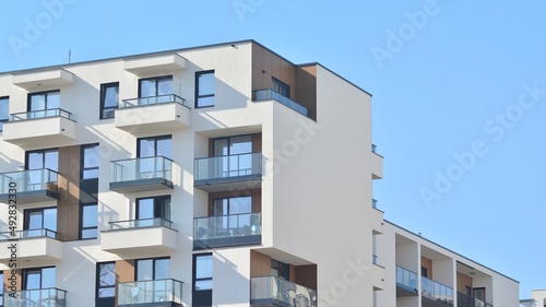 Modern elements in contemporary architecture.. Architectural details of a modern apartment building.