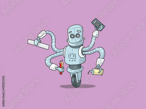 Fotografie, Obraz STEM Robot with various tools