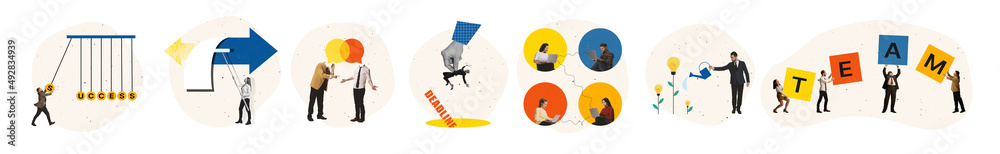 © Lustre Art Group  - Contemporary art collage. Modern design. Business people working on their success