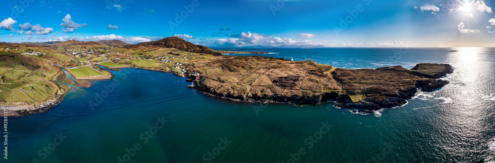 Aerial view of the beautiful coast at Kilcar in County Donegal - Ireland