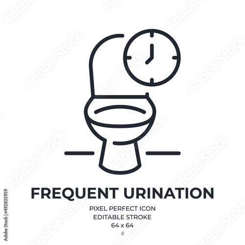 Frequent urination concept editable stroke outline icon isolated on white background flat vector illustration. Pixel perfect. 64 x 64.