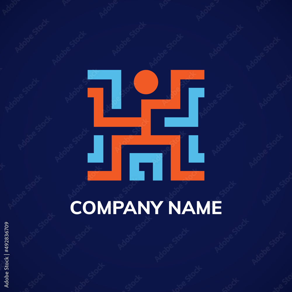 Obraz premium Abstract logo with human figure. Vector illustration