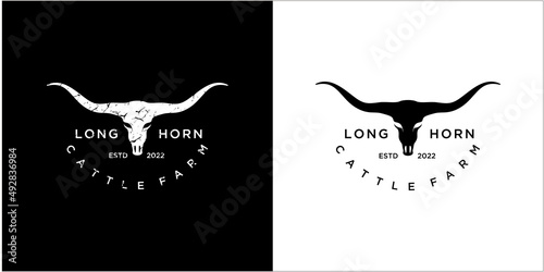 Long horn logo template vector vintage, inspiration design