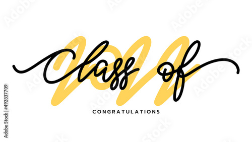 Class of 2022 handwriting calligraphy  Congratulations Graduates Class 2022. Template for graduation design.isolated on white background ,Vector illustration EPS 10