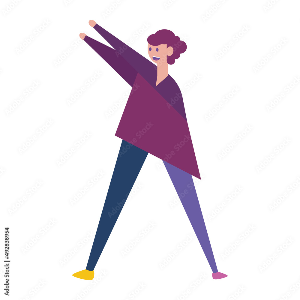 Isolated happy girl cartoon with both hands up Vector Isolated happy girl cartoon with both hands up Vector
