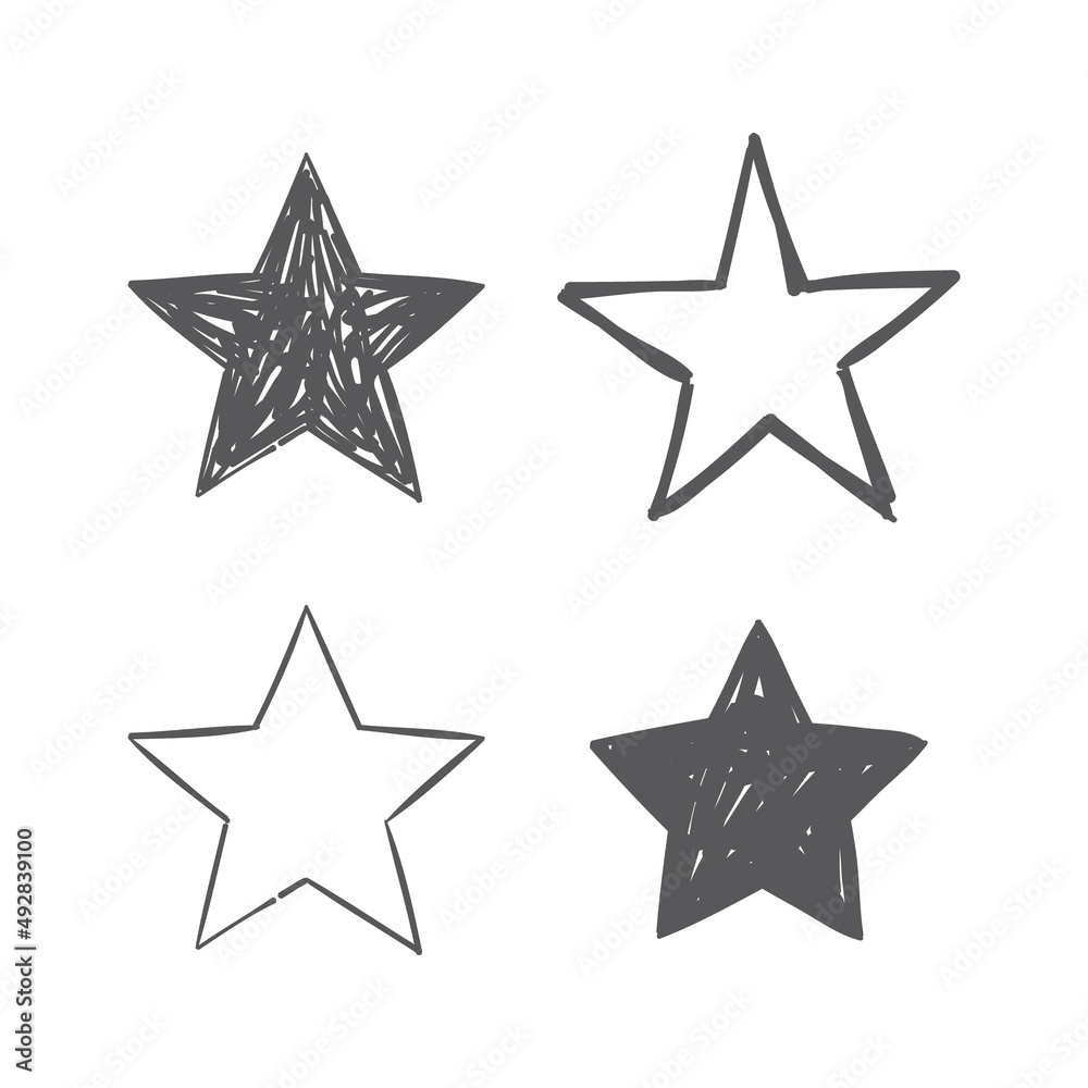 Hand drawn star icons. Set of doodle stars. Hand drawn star icons. Set of doodle stars.