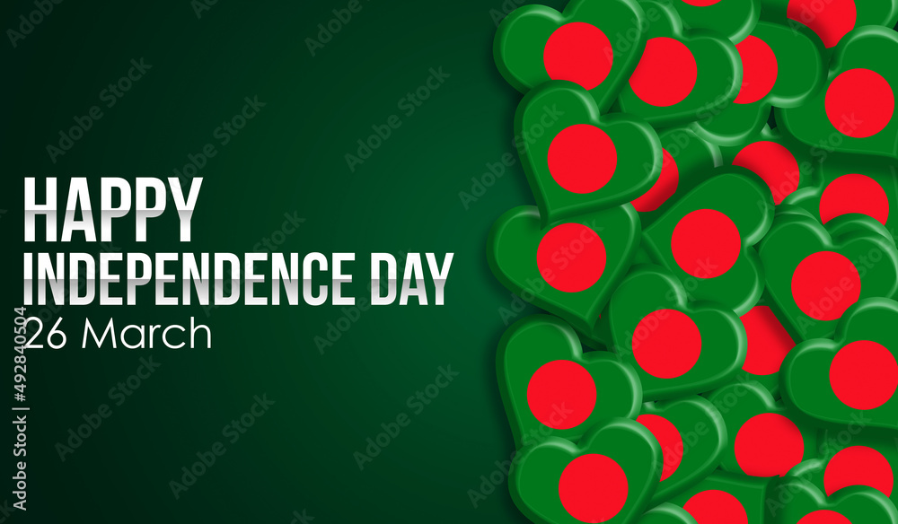 Happy Independence Day Bangladesh Patriotic background made with flag 3d  rendered hearts. Elegant national day wallpaper Stock Illustration | Adobe  Stock