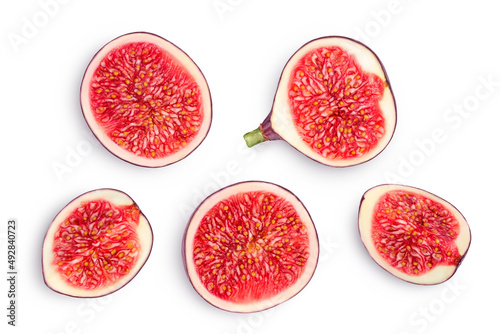 Fototapeta Naklejka Na Ścianę i Meble -  fig fruits isolated on white background with clipping path. Top view. Flat lay