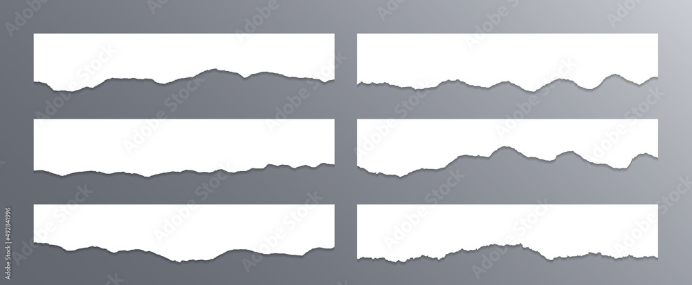 Torn edges of paper, craft design elements vector collection. Ripped edges paper borders