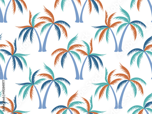 Palm tree minimal seamless pattern vector design.