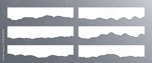 Torn edges of paper, craft design elements vector collection. Ripped edges paper borders