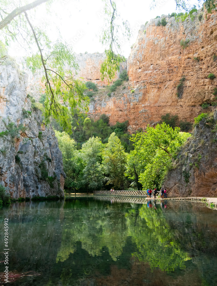 Lake of the mirror in the natural park of the Monasterio de Piedra.