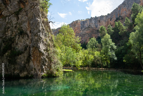 Lake of the mirror in the natural park of the Monasterio de Piedra.