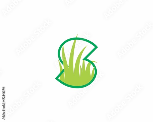 Letter S with Grass Logo Vector 002