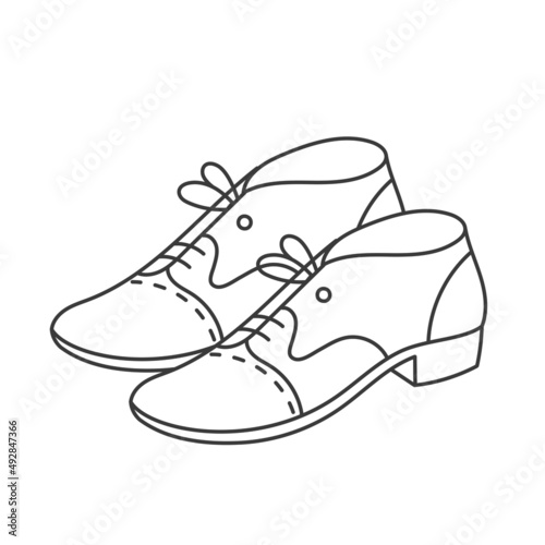 Brogue shoe. Editable stroke. Line icon.