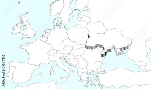 Ukraine: map to color or draw, for schools, workshops, various offices. Edges in three-dimensional form in evidence on the other states, all without color.
