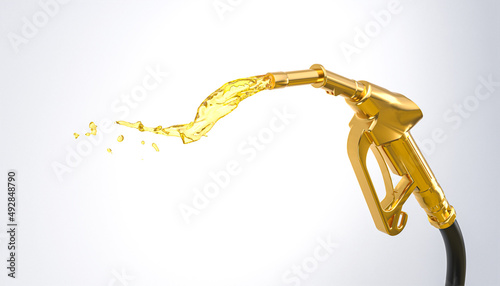 Fotografie, Obraz gold gasoline pump on the white background.