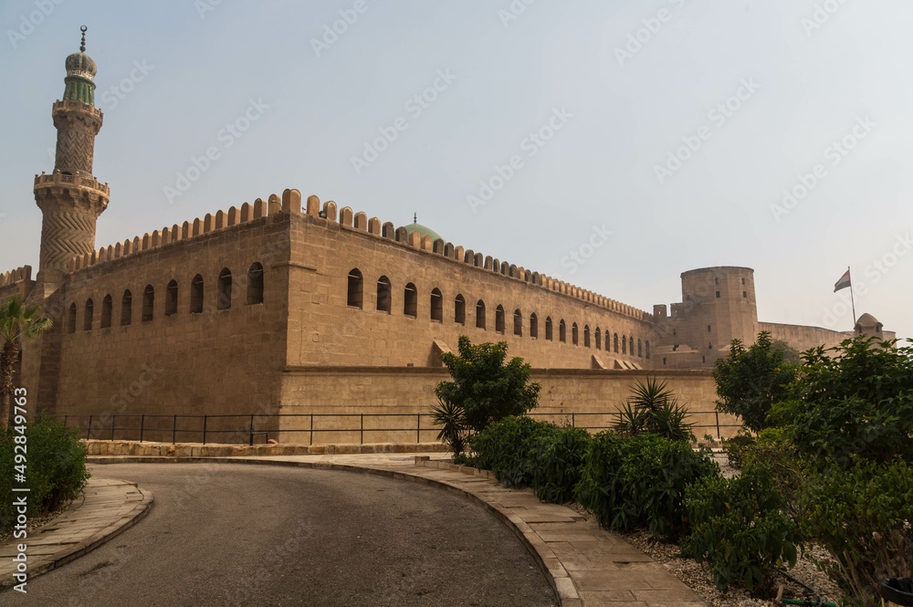 Road to the entrance of Citadel of Saladin in Cairo, Egypt