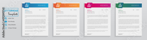 Minimal professional business letterhead design as multipurpose document and a bundle with various colors. This brand corporate identity design suits as medical, healthcare, company letterhead 
