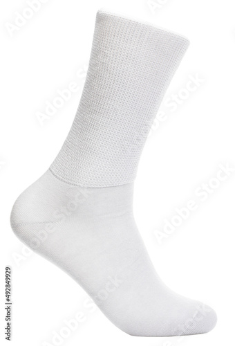 Long white sock on mannequin isolated on white