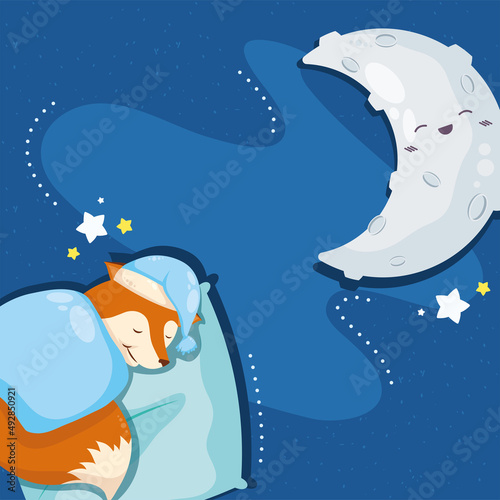 fox and moon sleeping