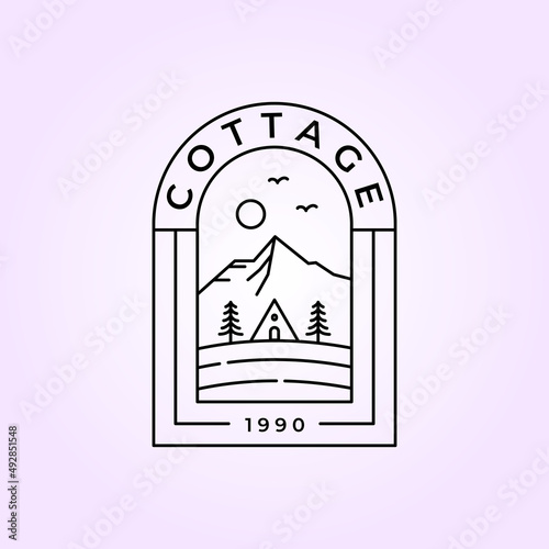 cottage badge logo vector minimalist line art design