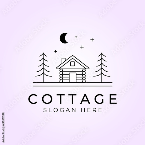 cottage logo vector minimalist line art design