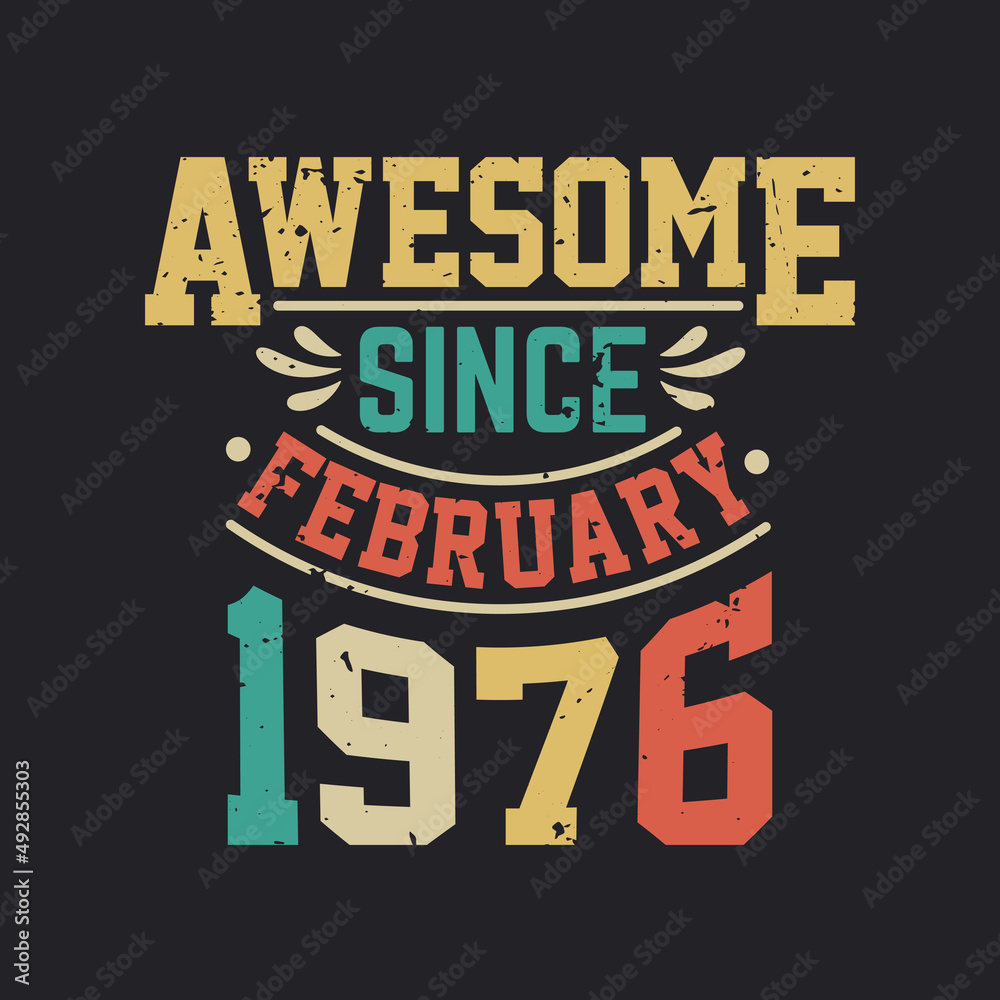 Awesome Since February 1976. Born in February 1976 Retro Vintage Birthday