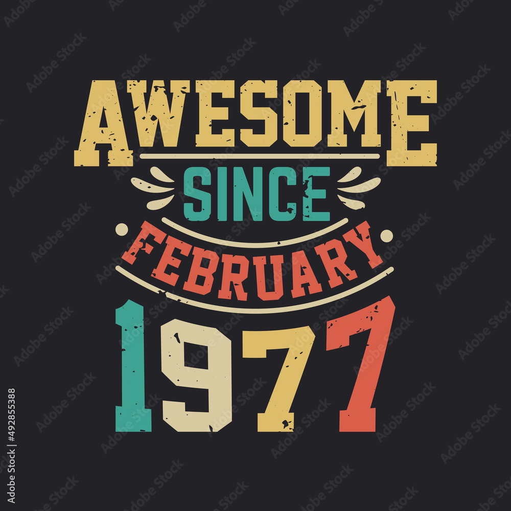 Awesome Since February 1977. Born in February 1977 Retro Vintage Birthday